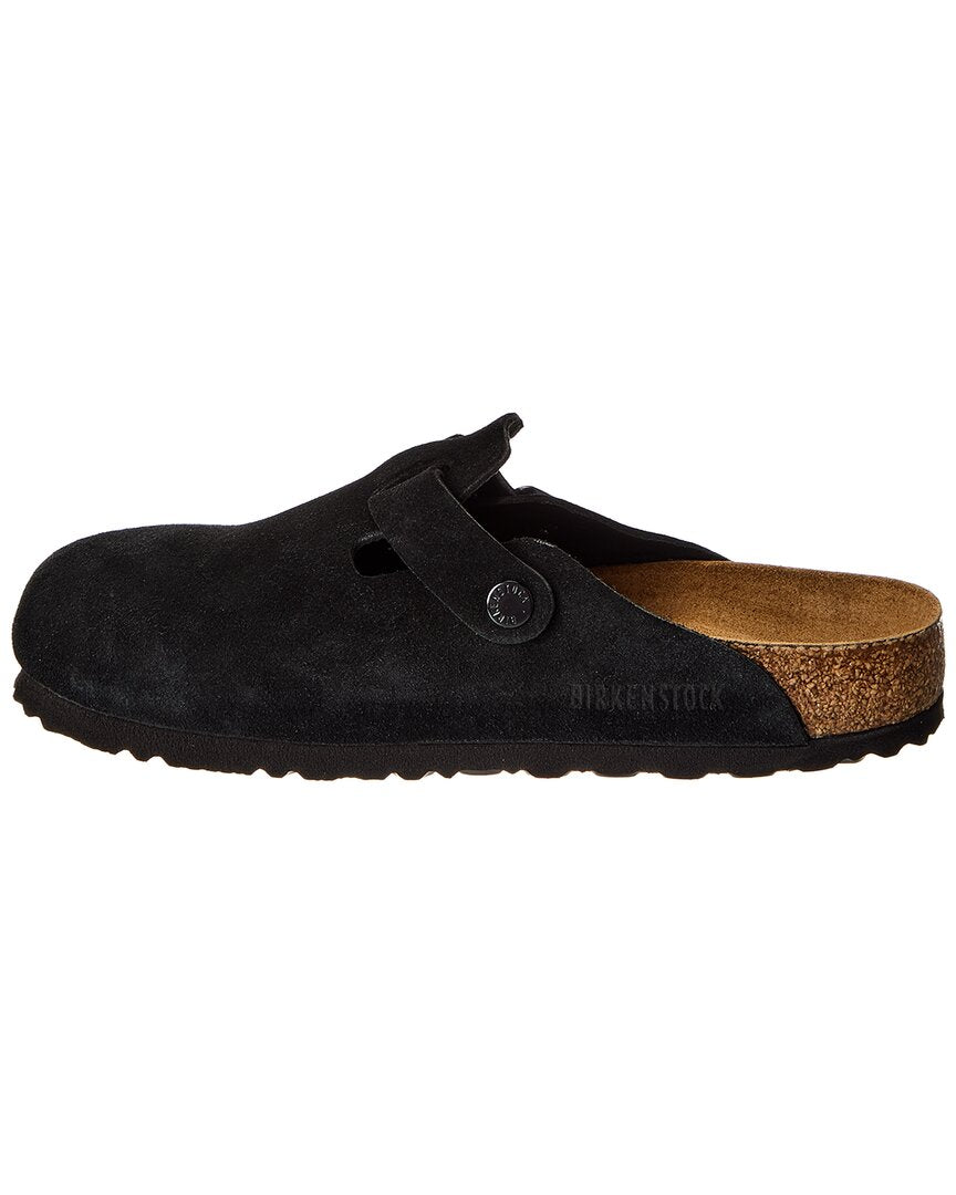 Сабо Birkenstock Boston Soft Footbed из замши и кожи, черный — фото 2