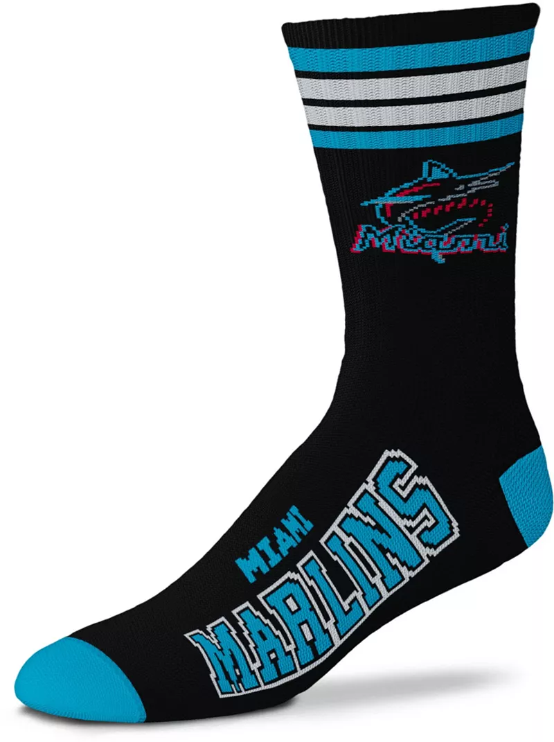 

Черные носки Deuce Crew с 4 полосками для босых ног Miami Marlins For Bare Feet
