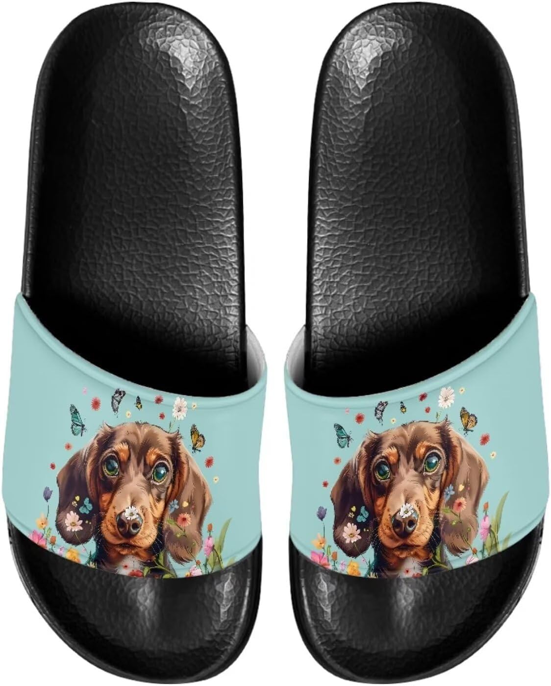 

Сланцы для женщин на плоской подошве с открытым носком, удобные пляжные сандалии, тапочки Judentidos, Cute Dachshund