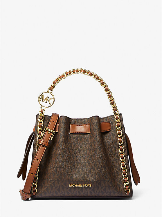 

Маленькая фирменная сумка-цепочка с логотипом Mina Michael Kors, коричневый