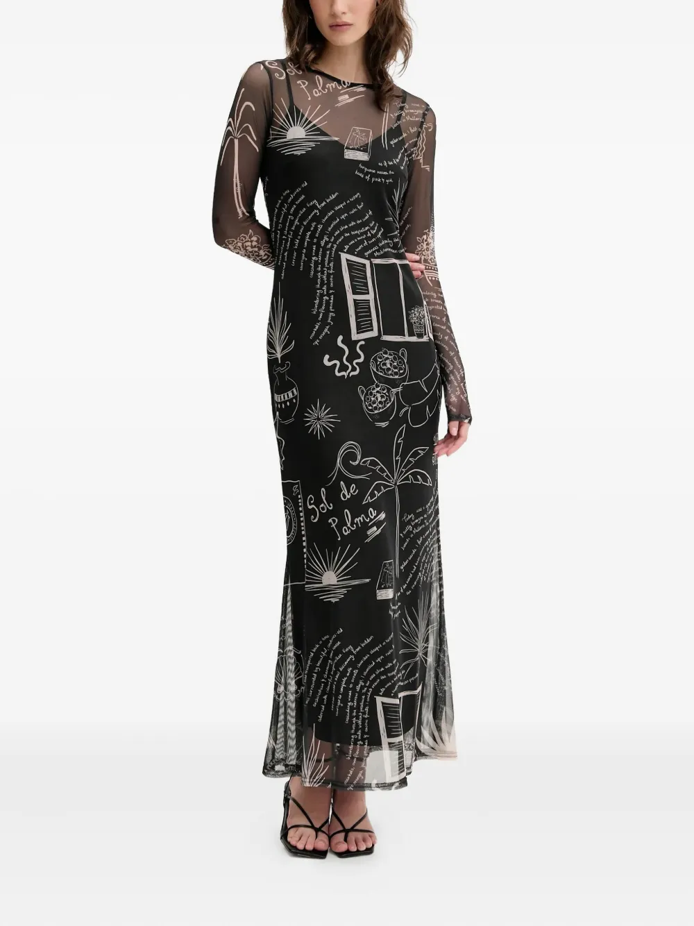 

Платье с длинными рукавами и графическим принтом NEVER FULLY DRESSED, черный