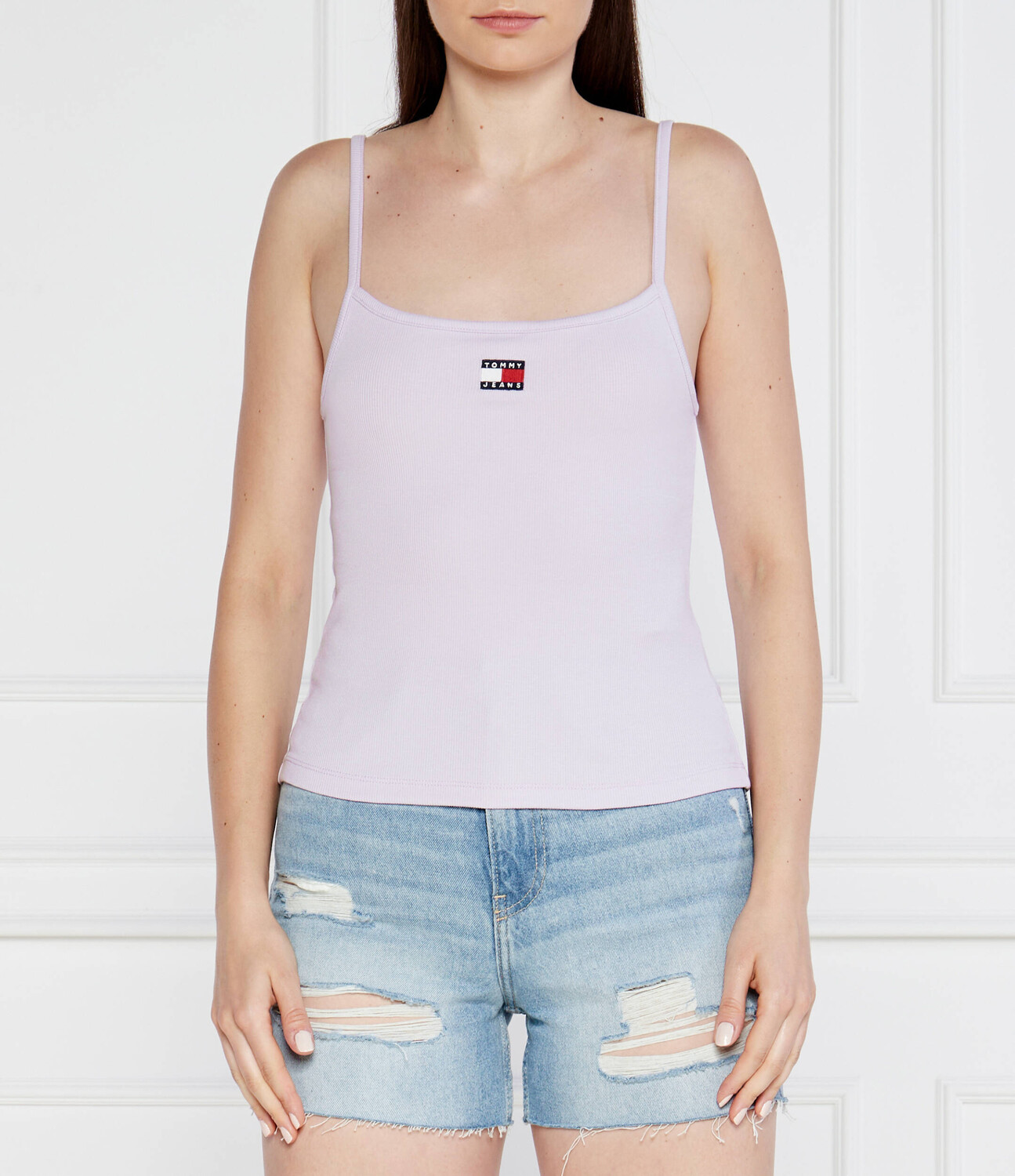 

Топ Tommy Jeans Slim Fit, лавандовый