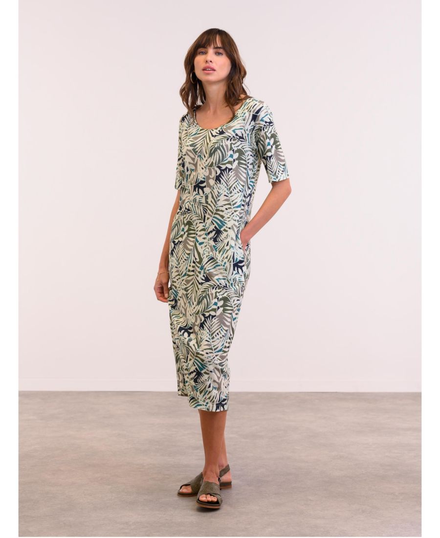 

Женское миди-платье из смесовой льняной ткани с застежкой на пуговицы сзади Celtic & Co, Oatmeal palm