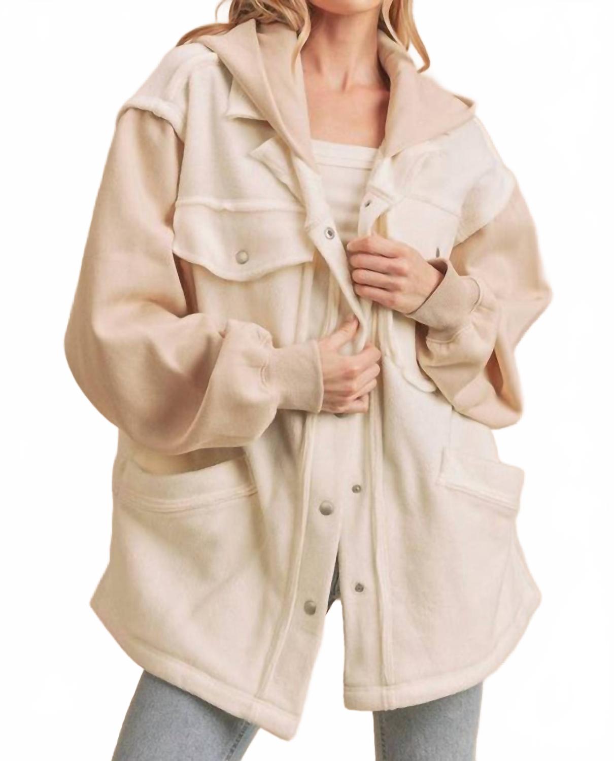 

Демима куртка-худи из смесового материала бежевого цвета AEMI + CO