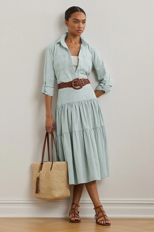 

Хлопковая юбка Lauren Ralph Lauren, синий