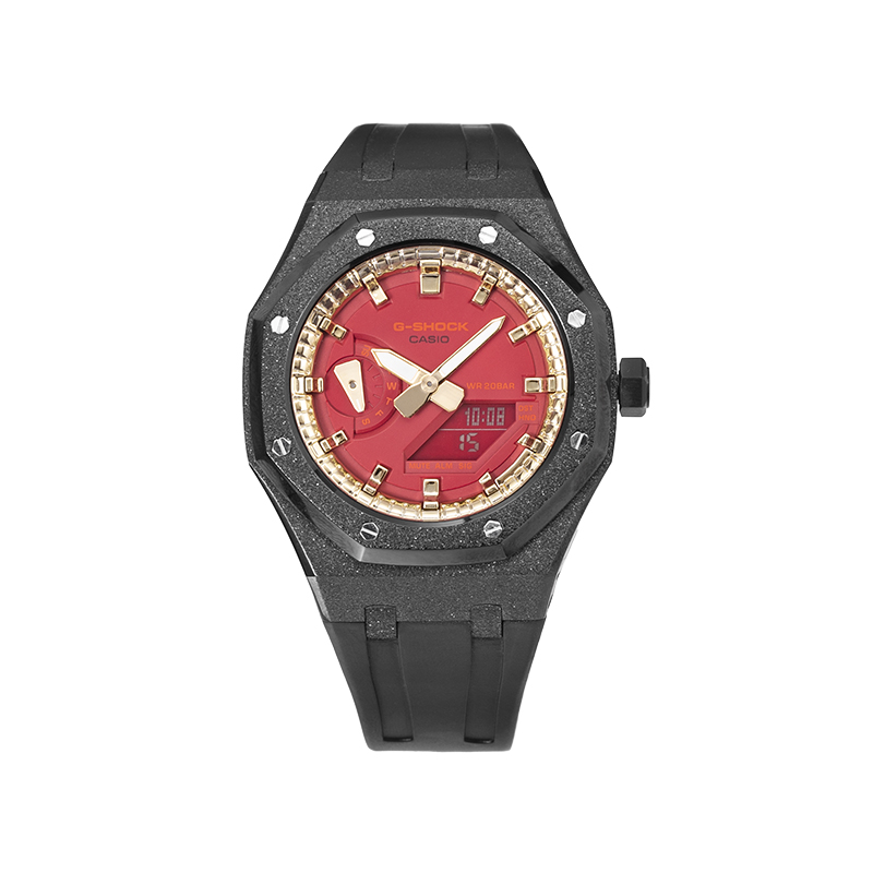

CASIO Часы Unisex Liquid Crystal/Analog Dual Display Series 44.5mm Red Watch, Frost Black Red