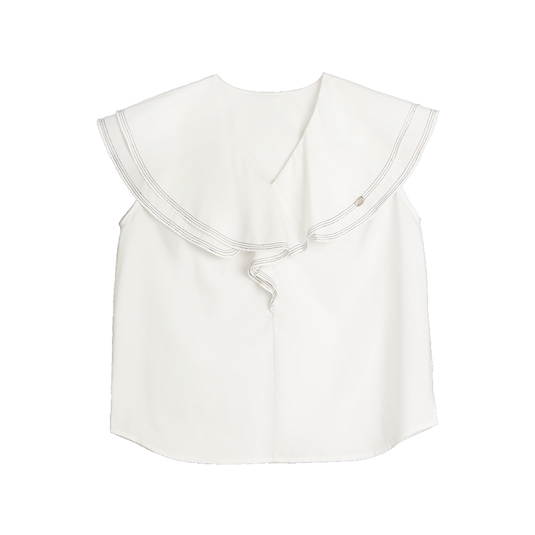 

ELLE Блузка женская белая с воротником-жабо