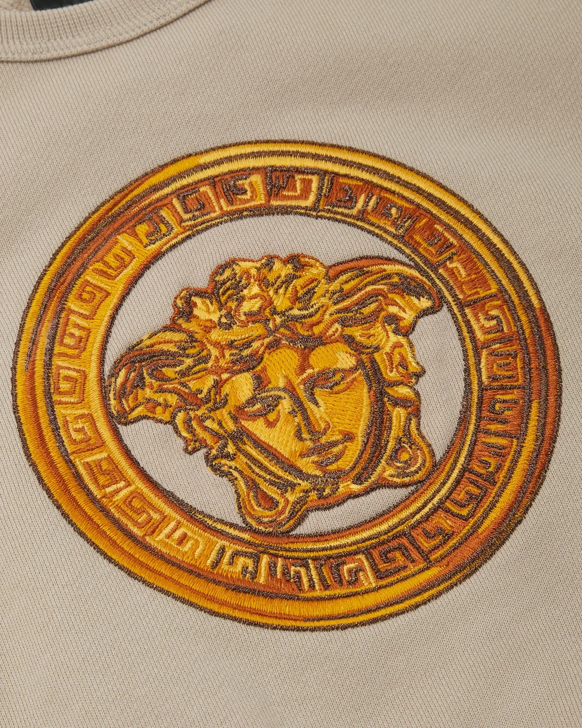 Детский вышитый свитшот из хлопкового джерси VERSACE, бежевый — фото 4
