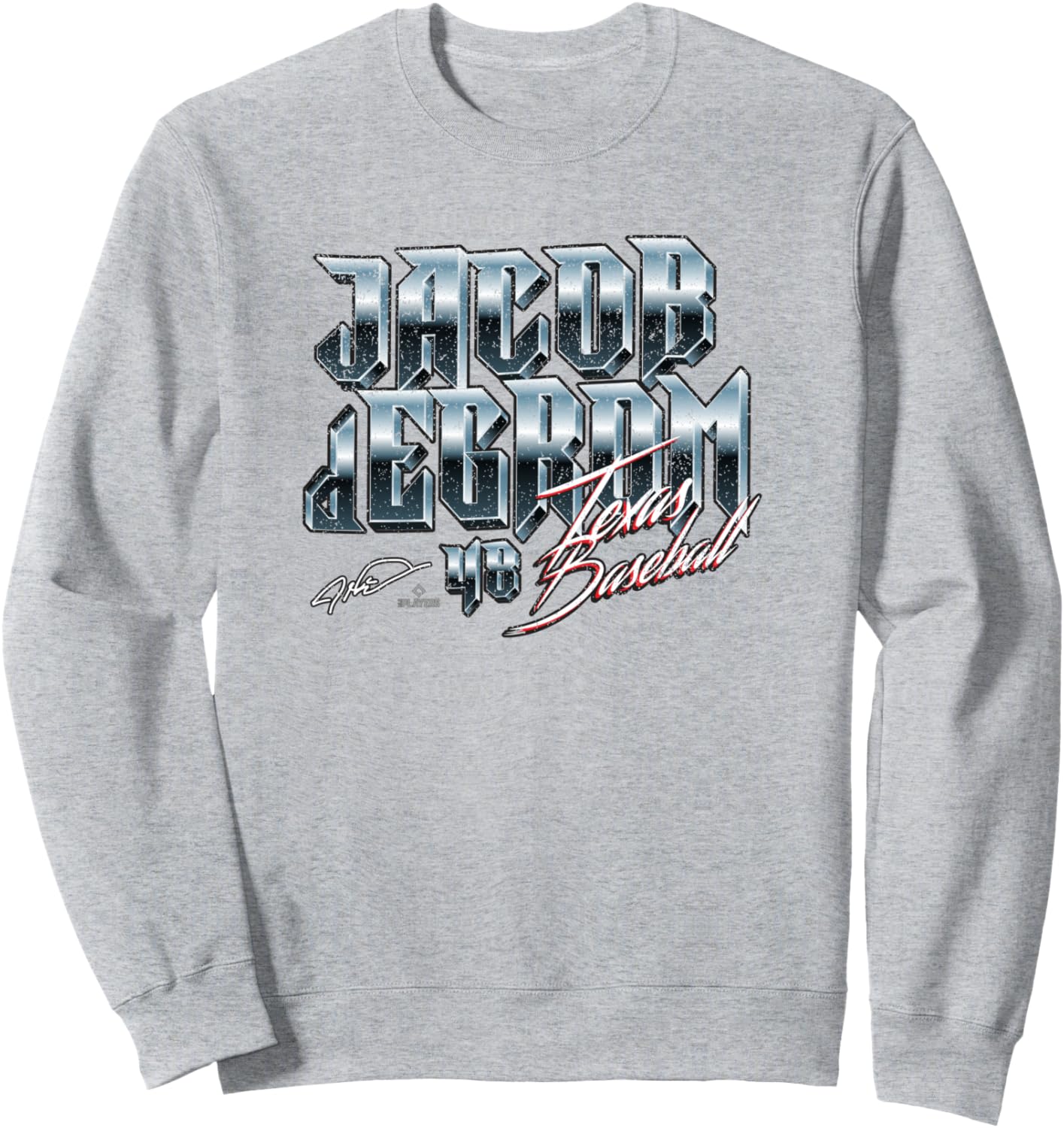 

Толстовка Jacob deGrom Texas Baseball Heavy Metal MLBPA Ryno Sports, серый