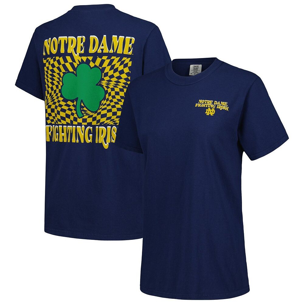 

Женская темно-синяя футболка с клетчатым талисманом Notre Dame Fighting Irish Comfort Colors Image One, цвет Ntd Navy