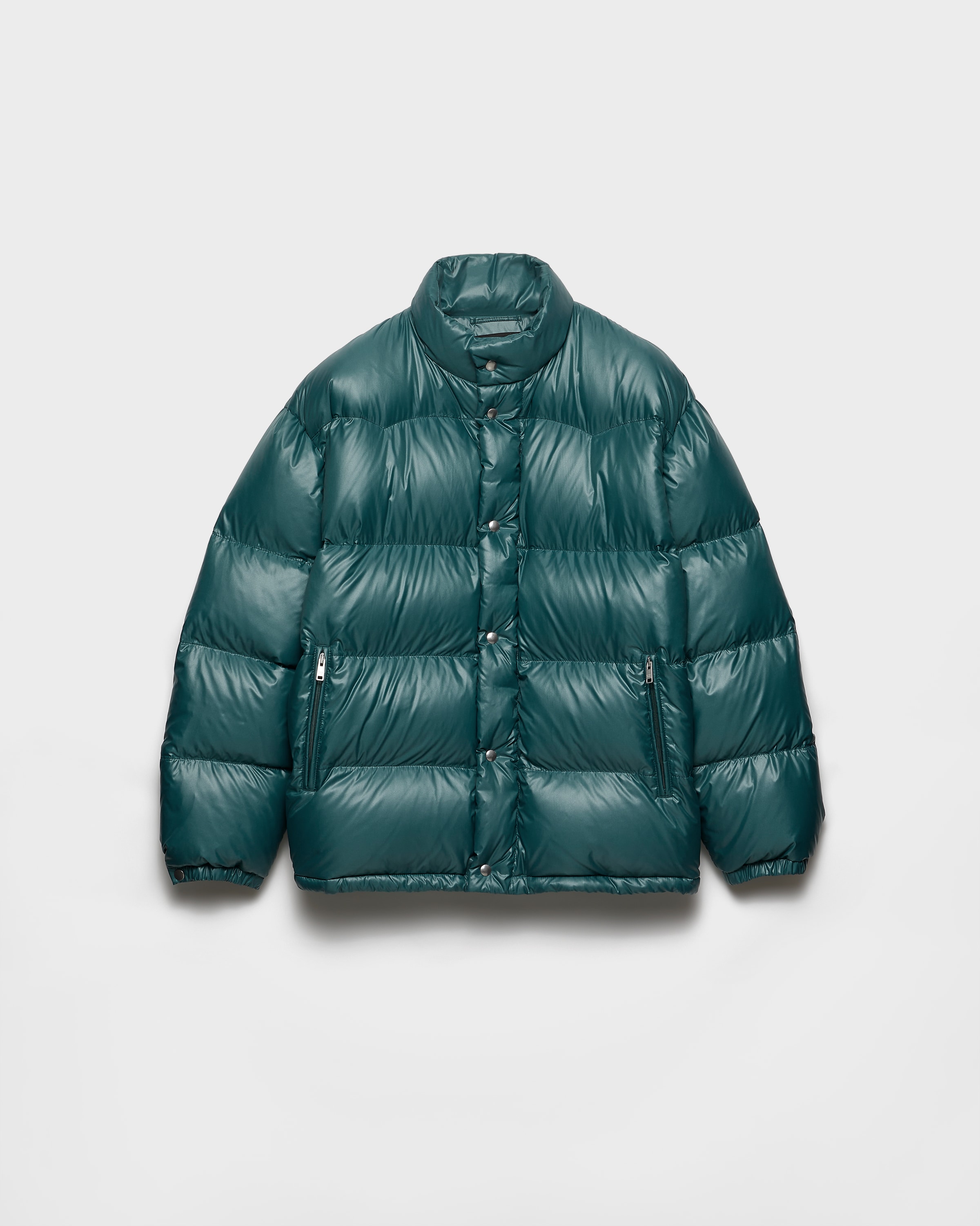 

Пуховик средней плотности из переработанного нейлона Prada, голубой