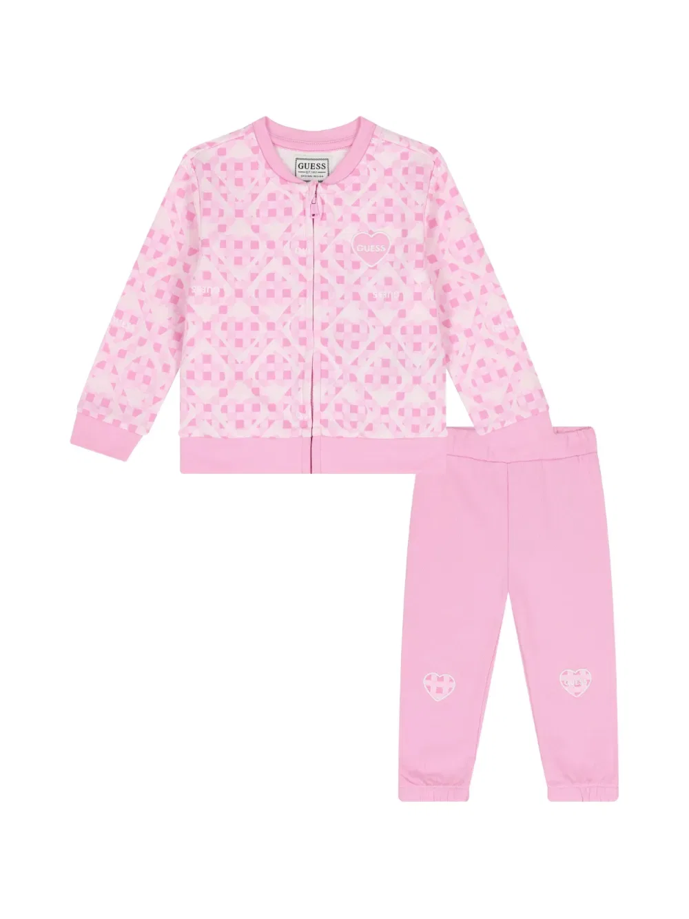 Спортивный костюм с узором в виде сердечек Guess Kids, розовый