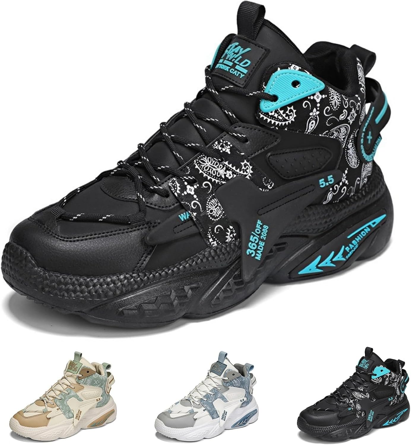 

Кроссовки MACEFIL для мужчин с массивной подошвой, легкие, дышащие, средней высоты, модные, повседневные, спортивные, для баскетбола и бега, черный