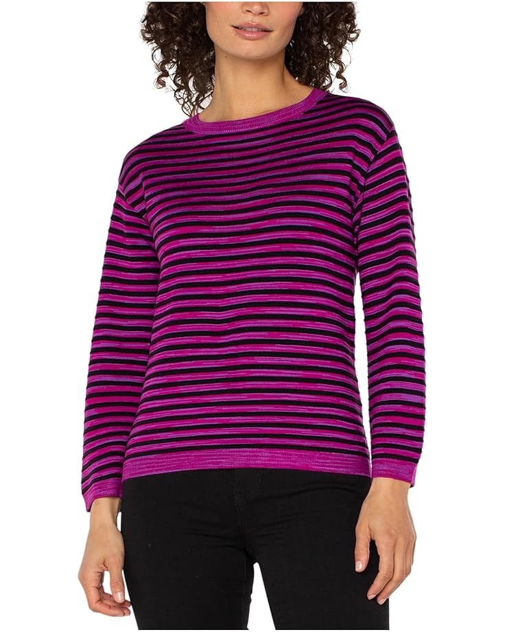 

Женский свитер Liverpool Los Angeles Long Sleeve Boxy Boat Neck, Fuschia Spacedye Stripe