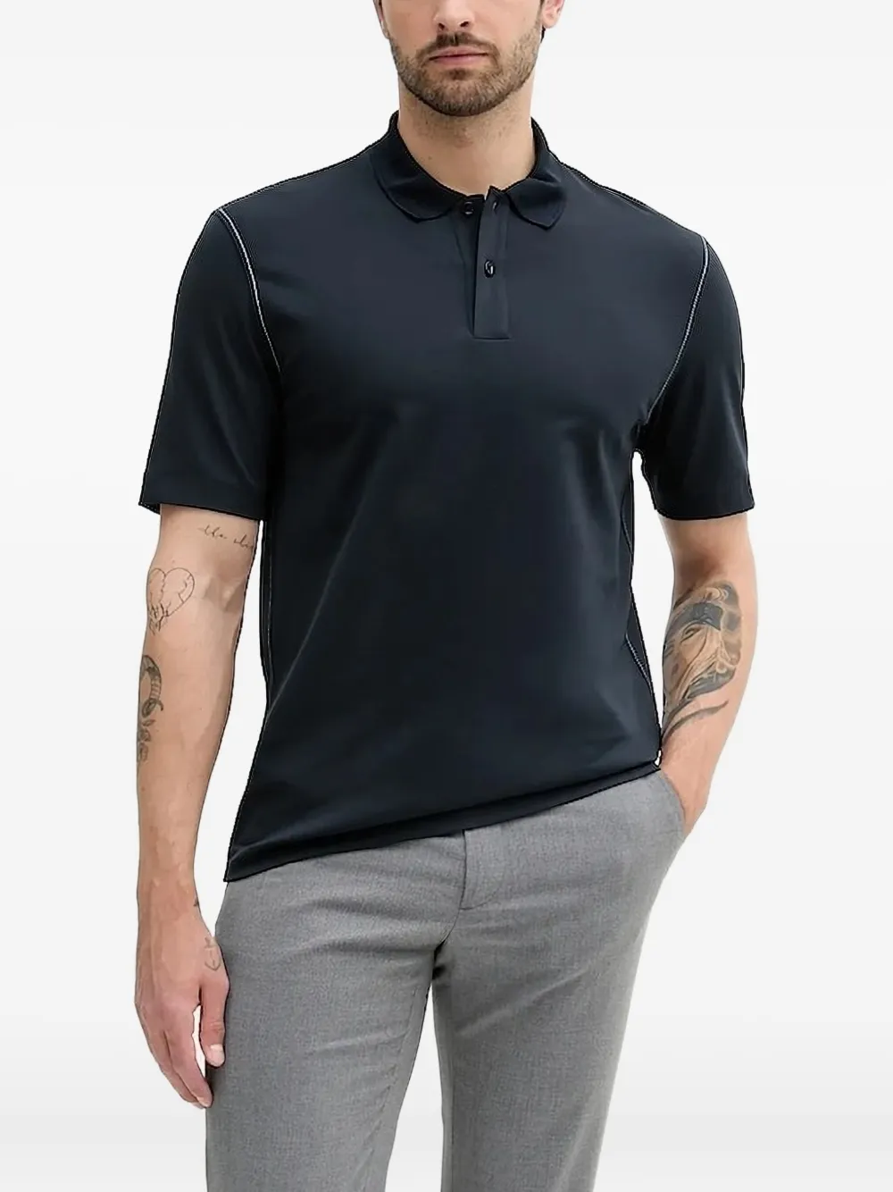 

Рубашка поло с декоративной строчкой Boss, синий