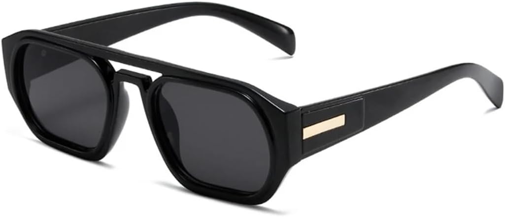 

Ретро солнцезащитные очки с двойной перемычкой, многоугольной и квадратной формой, женские, модные, с защитой от УФ-излучения UV400, мужские, прозрачные с градиентом UATXTAU, Black Grey