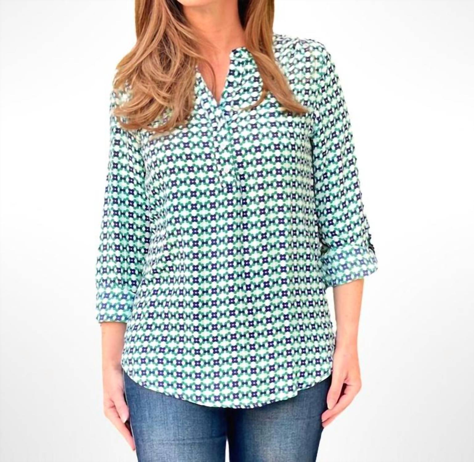 

Топ с цветочным принтом в сине-зеленых тонах K&C Clothing