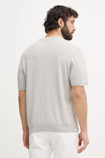 Футболка с льном T-shirt BOSS Orange, серый — фото 3
