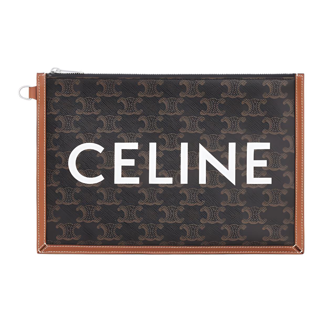 

CELINE Кожаный клатч малого размера мужской рыжевато-коричневый