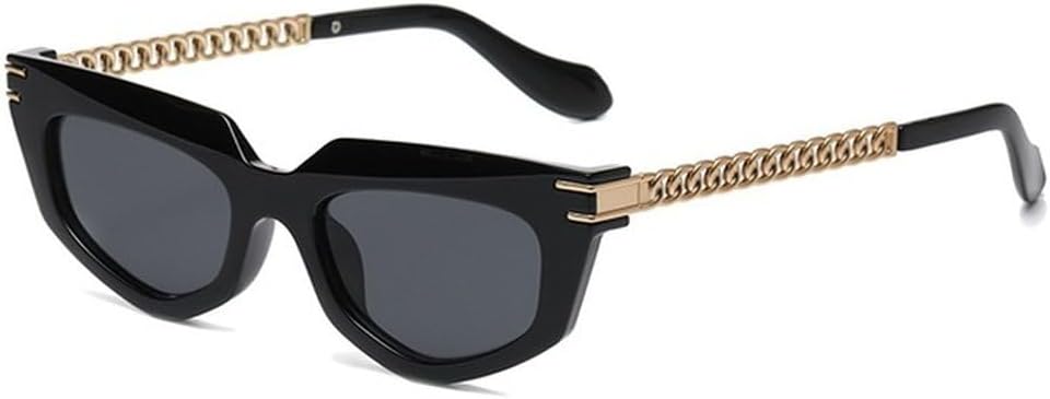 

Солнцезащитные очки для женщин и мужчин, золотистая, с маленькой металлической цепочкой, в стиле ретро, ​​повседневные, с защитой от УФ-излучения UV400, SUN1198 Generic, Black