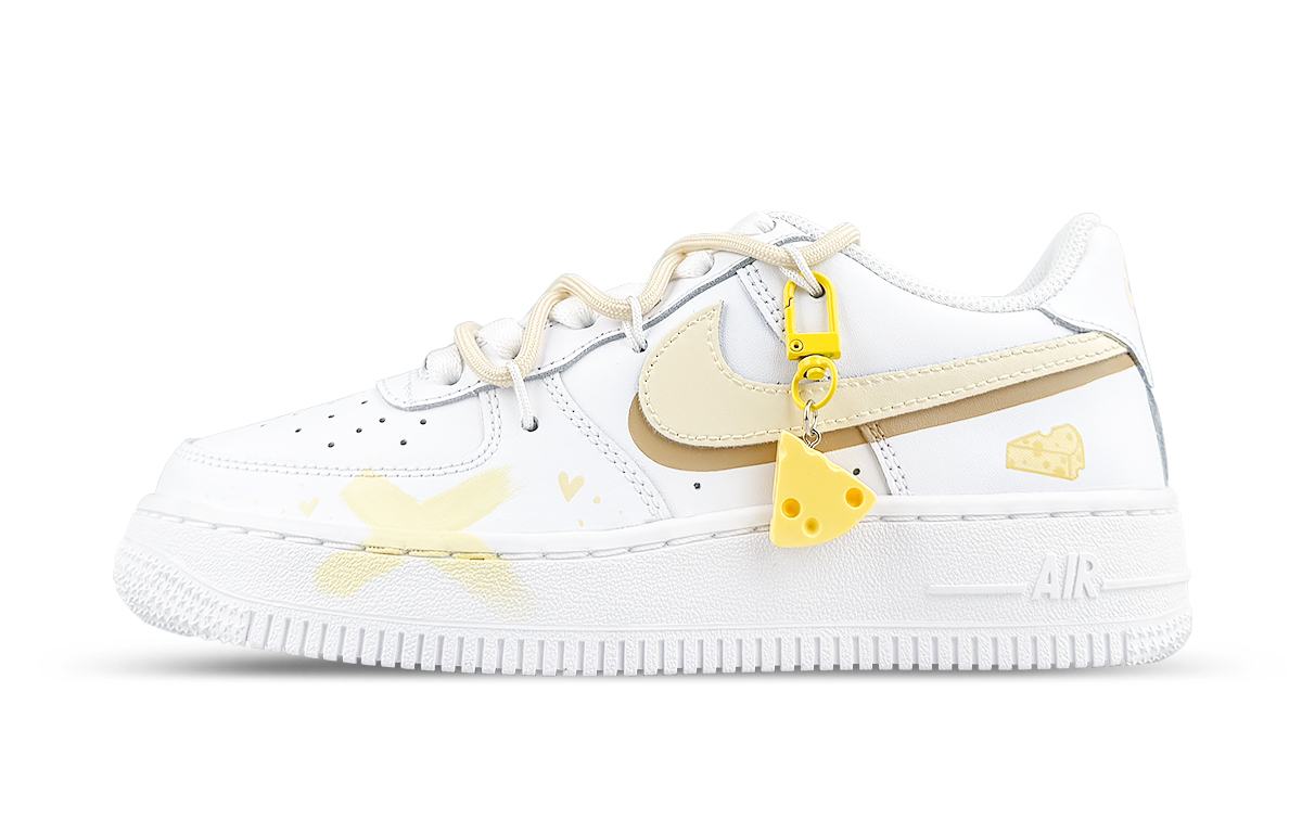 

Детские кроссовки для скейтбординга Air Force 1 для начальной школы Nike, белый/желтый