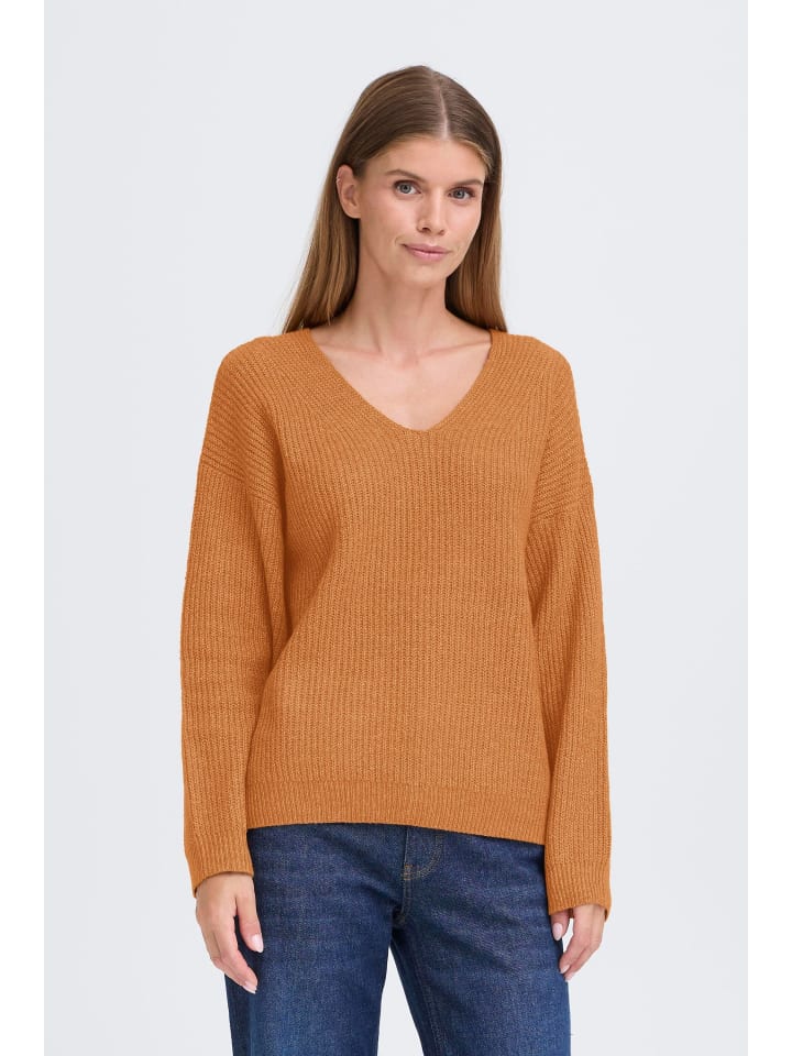 

Oxmo Свитер OXCallie с V-образным вырезом, коричневый