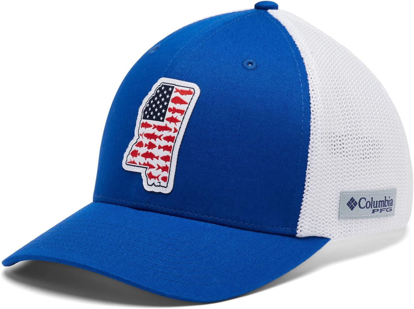 

Женская бейсболка Columbia PFG Stateside Mesh с высокой тульей, Blue Macaw/Mississippi Patch