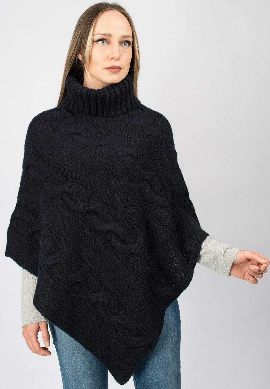 

Накидка Braided Poncho Dalle Piane Cashmere, синий