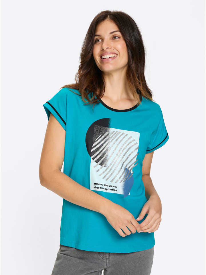 

Рубашка с короткими рукавами бирюзового и черного цветов Sieh an!