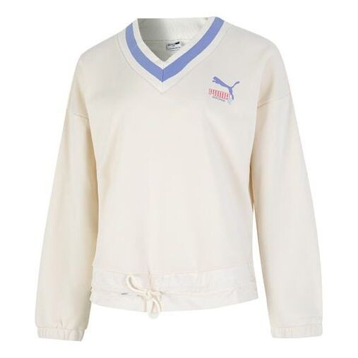 

Свитер logo v neck sweatshirt 'white' Puma, белый