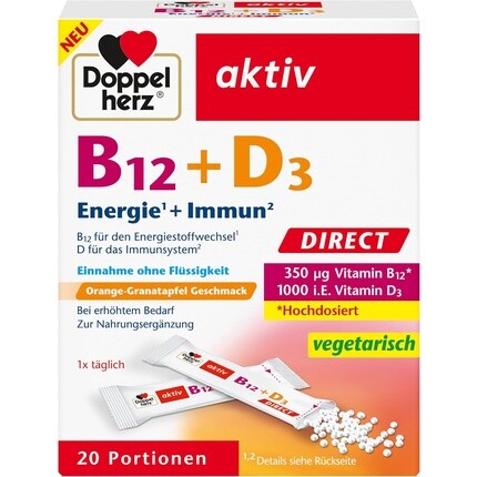 

B12 + D3 DIRECT High Doz с 300 мкг витамина B12 и 1000 МЕ витамина D3 для нормальной работы иммунной системы Doppelherz