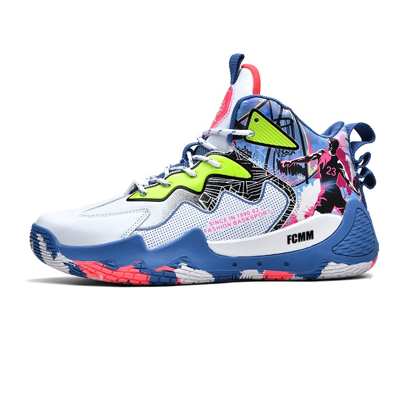 

Противоскользящие и дышащие детские баскетбольные кроссовки для подростков FCMM, белый/синий