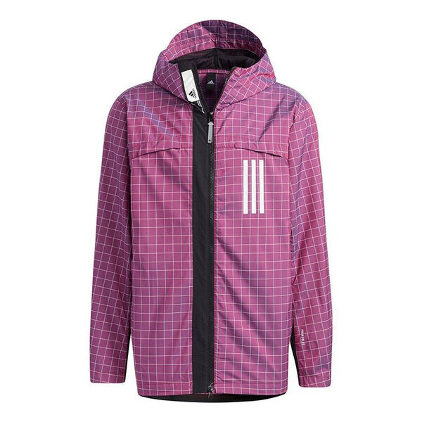 

Куртка adidas WND Sports Plaid Windproof Hooded Jacket Purple, фиолетовый