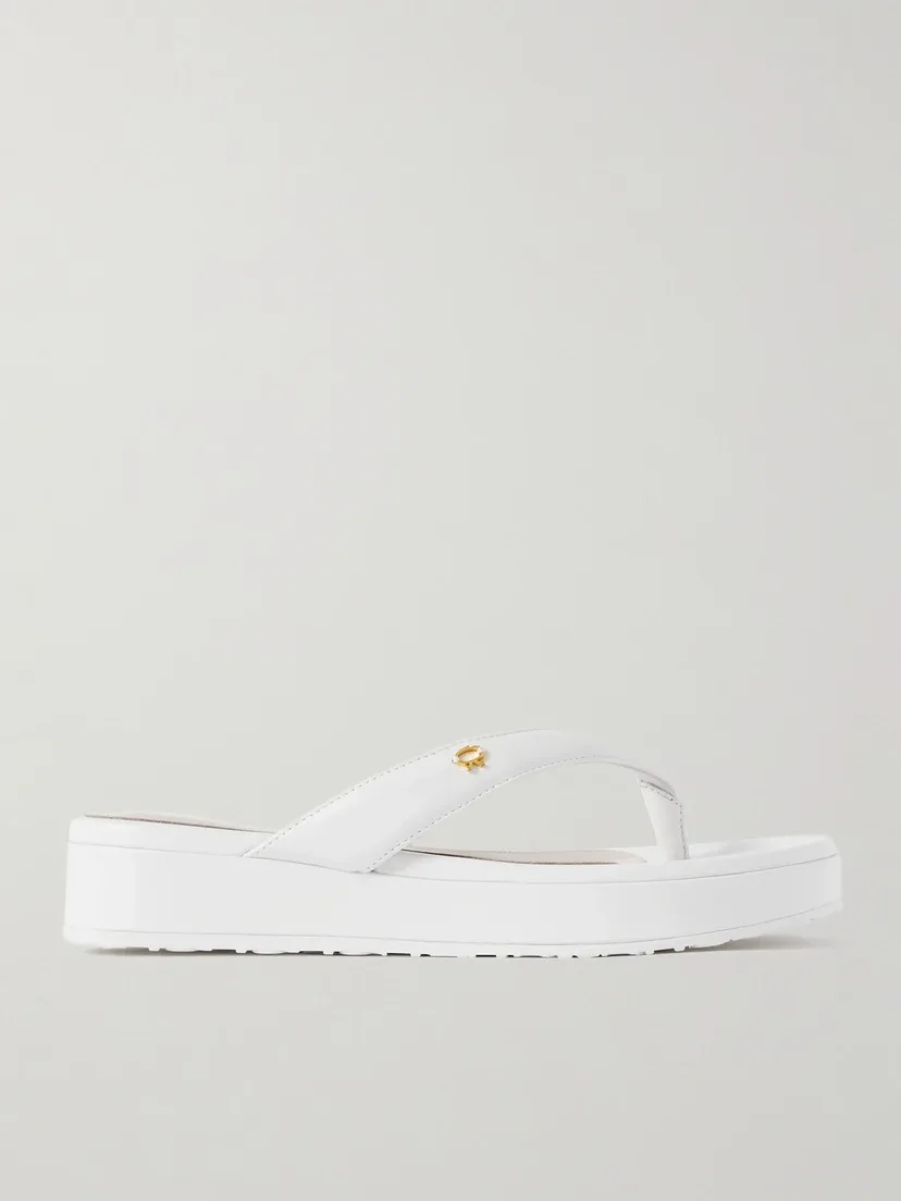 Кожаные платформенные вьетнамки Tahiti Gianvito Rossi, белый