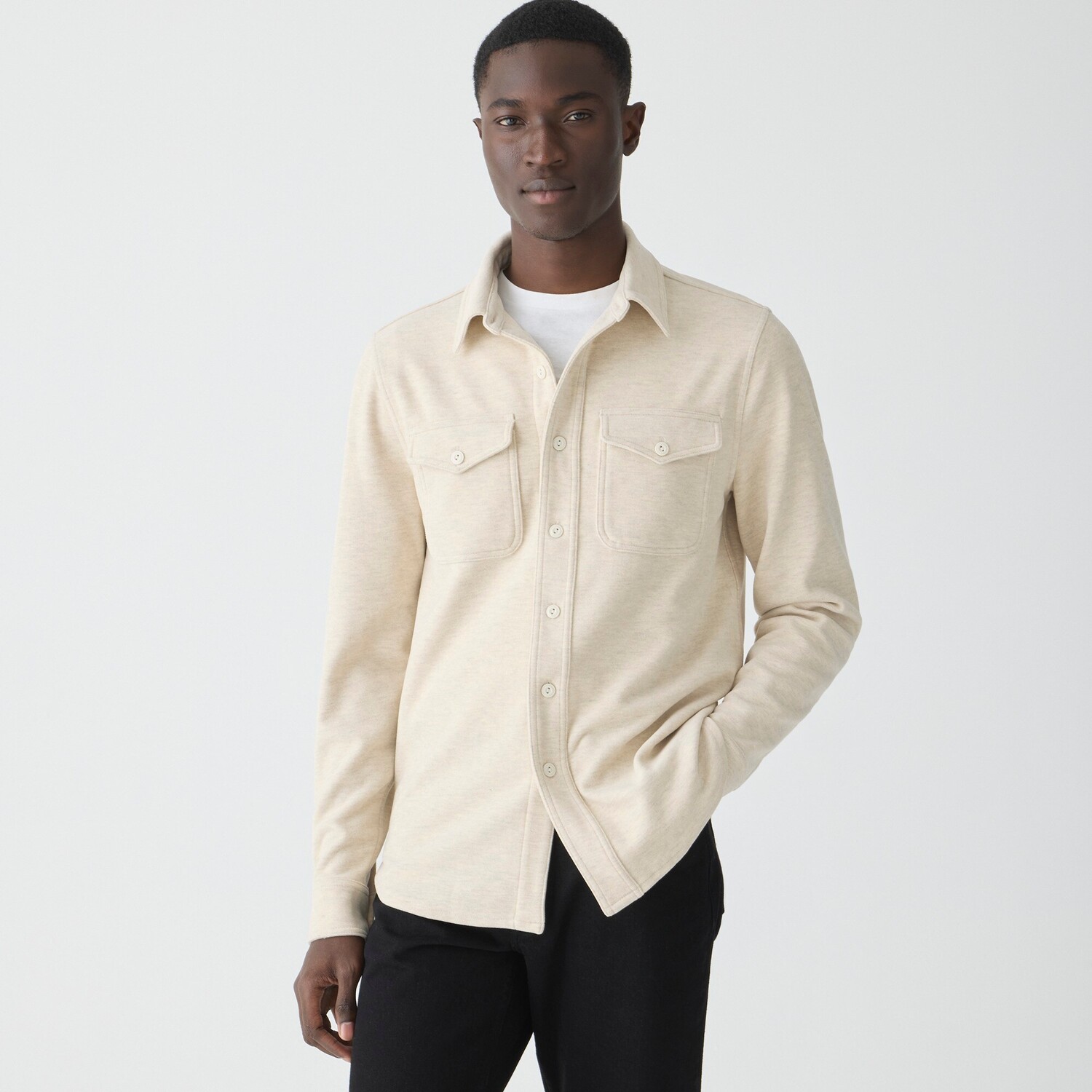 

Мягкая трикотажная рубашка Seaboard J.Crew, экрю