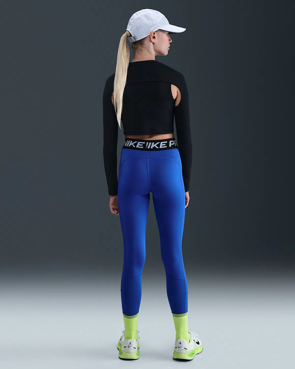 Детские леггинсы Nike Pro Dri-FIT для девочек, Game Royal/Black/White — фото 4