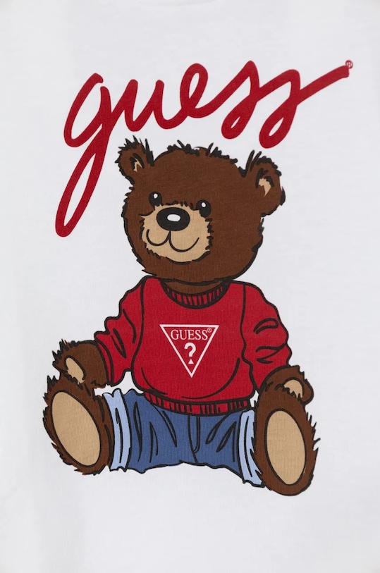 Детская хлопковая футболка Guess, белый — фото 3