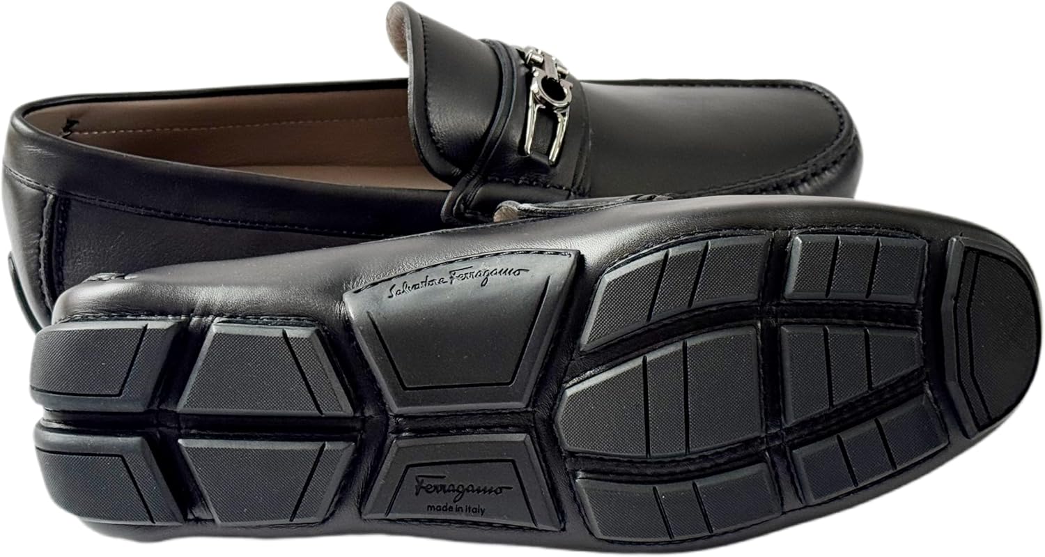 Мужские лоферы Ferragamo Lagos Gancini Bit, черная кожа, водители, классические без шнурков (Salvatore) — фото 3