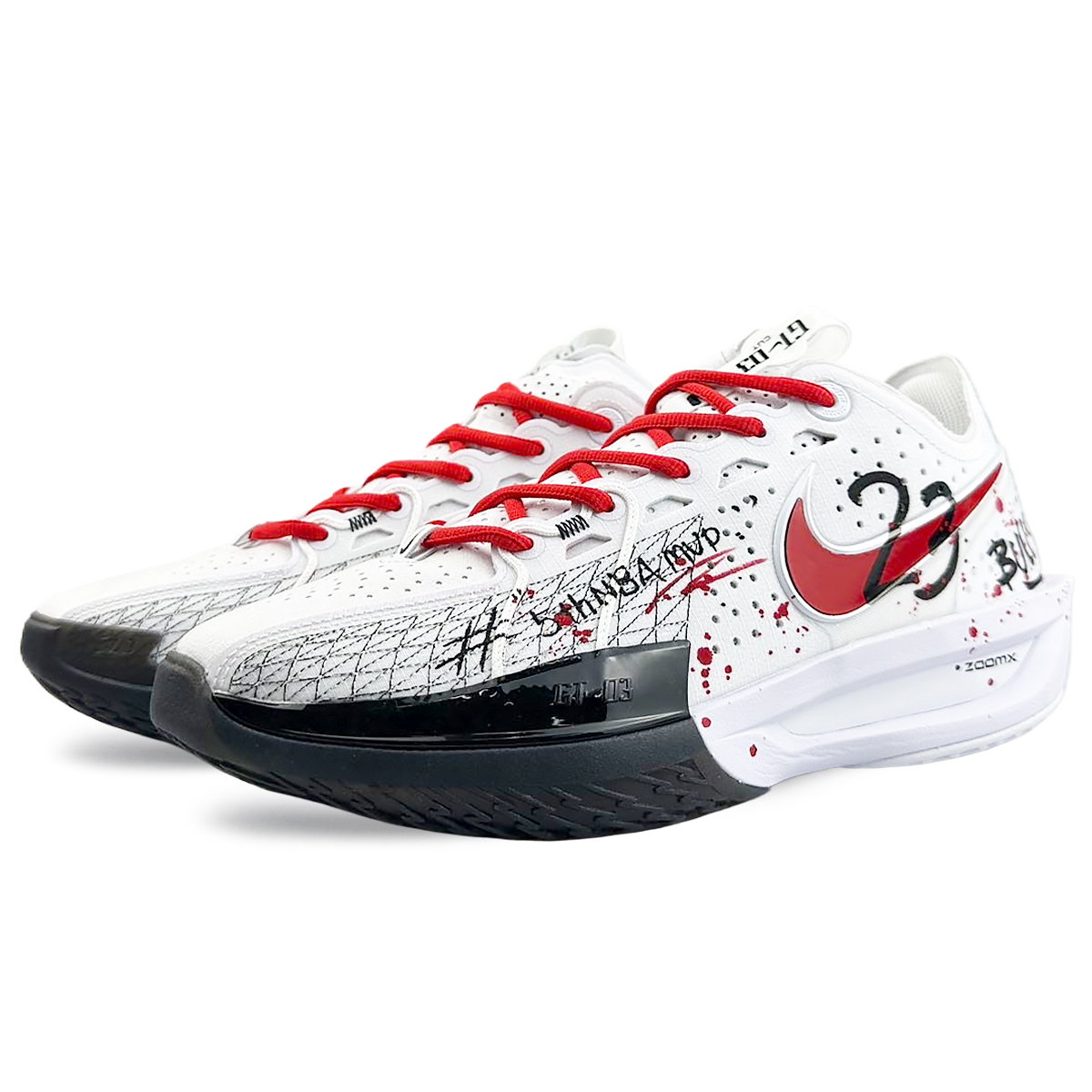 Nike Air Zoom G.T. Cut 3 Прочная Дышащая Влагоотводящая Низкая Баскетбольная Обувь Унисекс Черный Белый Красный — фото 4