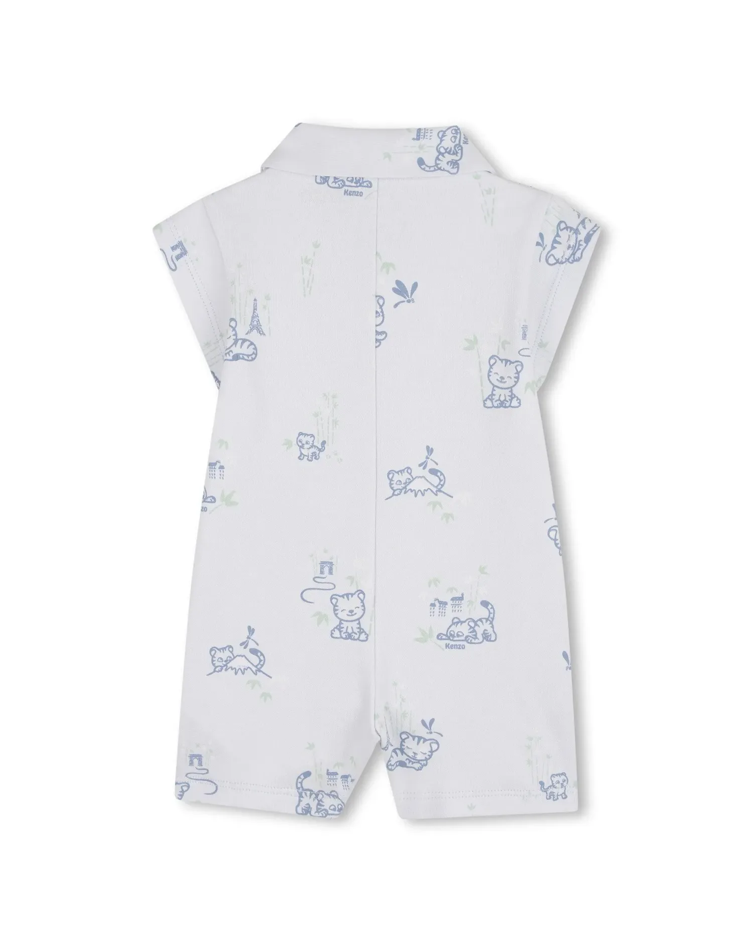 Ползунок для мальчика с короткими рукавами и большим принтом из хлопка Kenzo Kids, Natural — фото 3