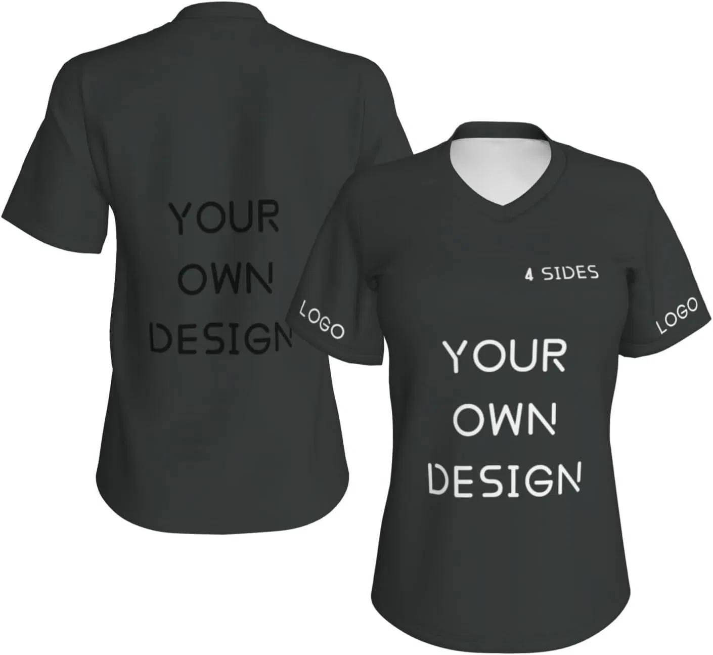 Футболка с V-образным вырезом, Custom, Charcoal