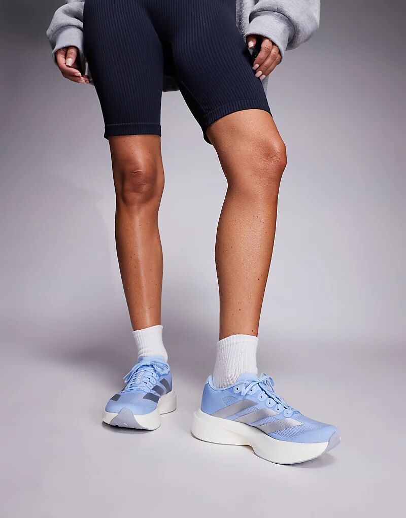 Кроссовки Adidas Running Adizero Evo SL синего и серебристого цветов — фото 3