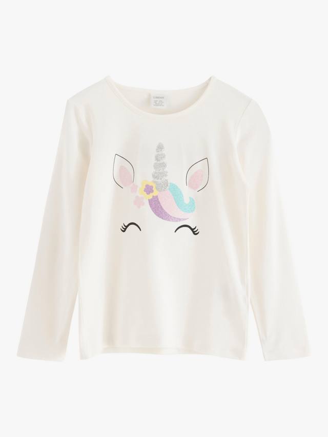 

Детский топ с длинным рукавом с единорогом Lindex, Light Dusty White