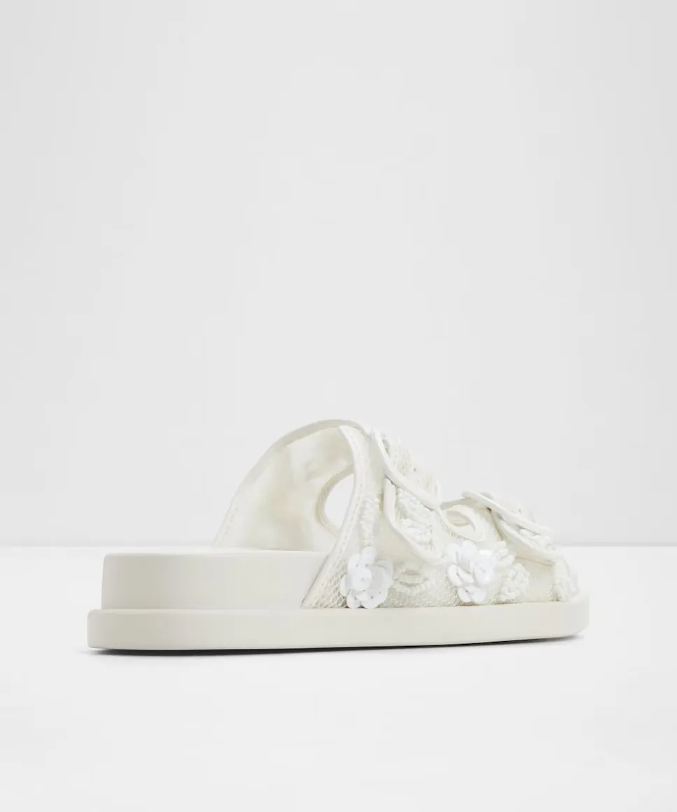 Женские сандалии на плоской подошве с круглым носком Aldo, белый — фото 2