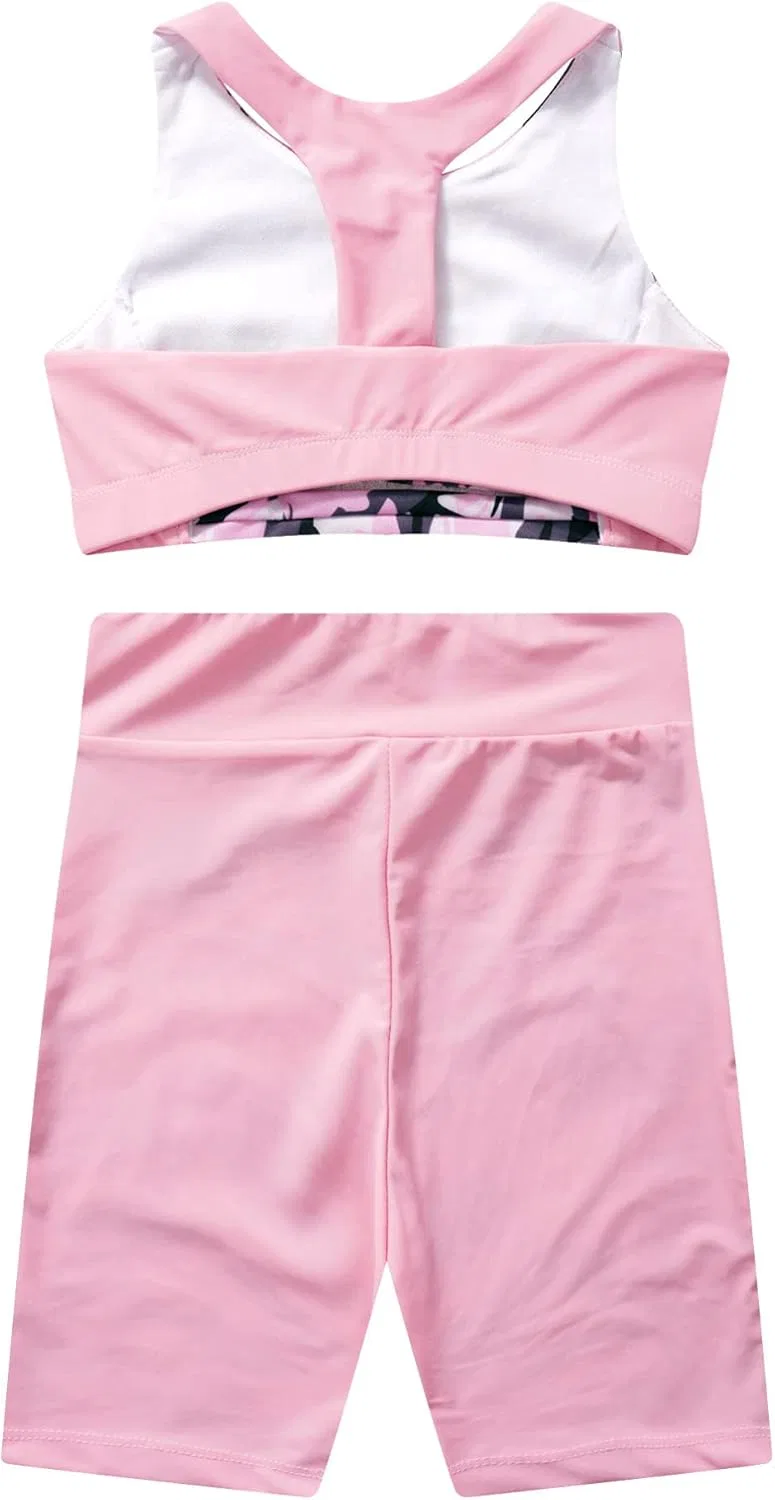 Детский спортивный костюм Sxiwei из топа и шорт, Camouflage Pink — фото 4