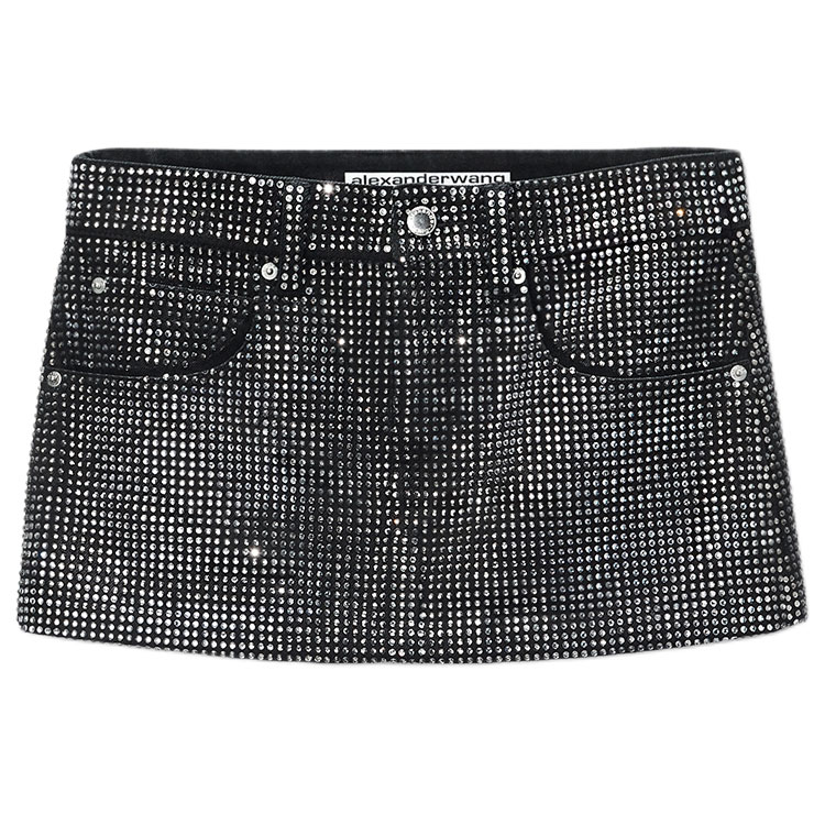 

Расшитая термоаппликацией мини-юбка Alexander Wang, постиранный черный