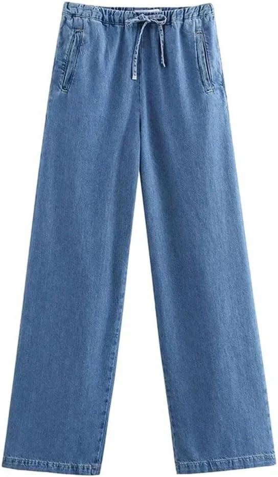 

Женские джинсовые брюки с кулиской, прямые, в стиле джоггеров