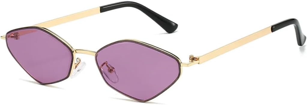 

Солнцезащитные очки с защитой от УФ-излучения UV400 | Маленькая оправа в стиле металлик-панк | Для женщин и мужчин | Для занятий спортом на открытом воздухе и вождения LXLHWN, Golden Purple