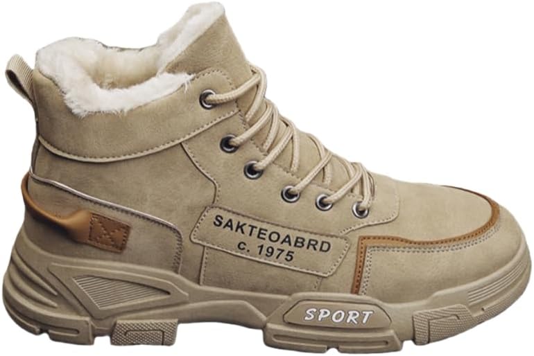 

Модные короткие ботинки для мужчин HoaloX - высокие теплые хлопковые туфли - комфортные и противоскользящие - подходят для ежедневной работы или использования на улице, хаки