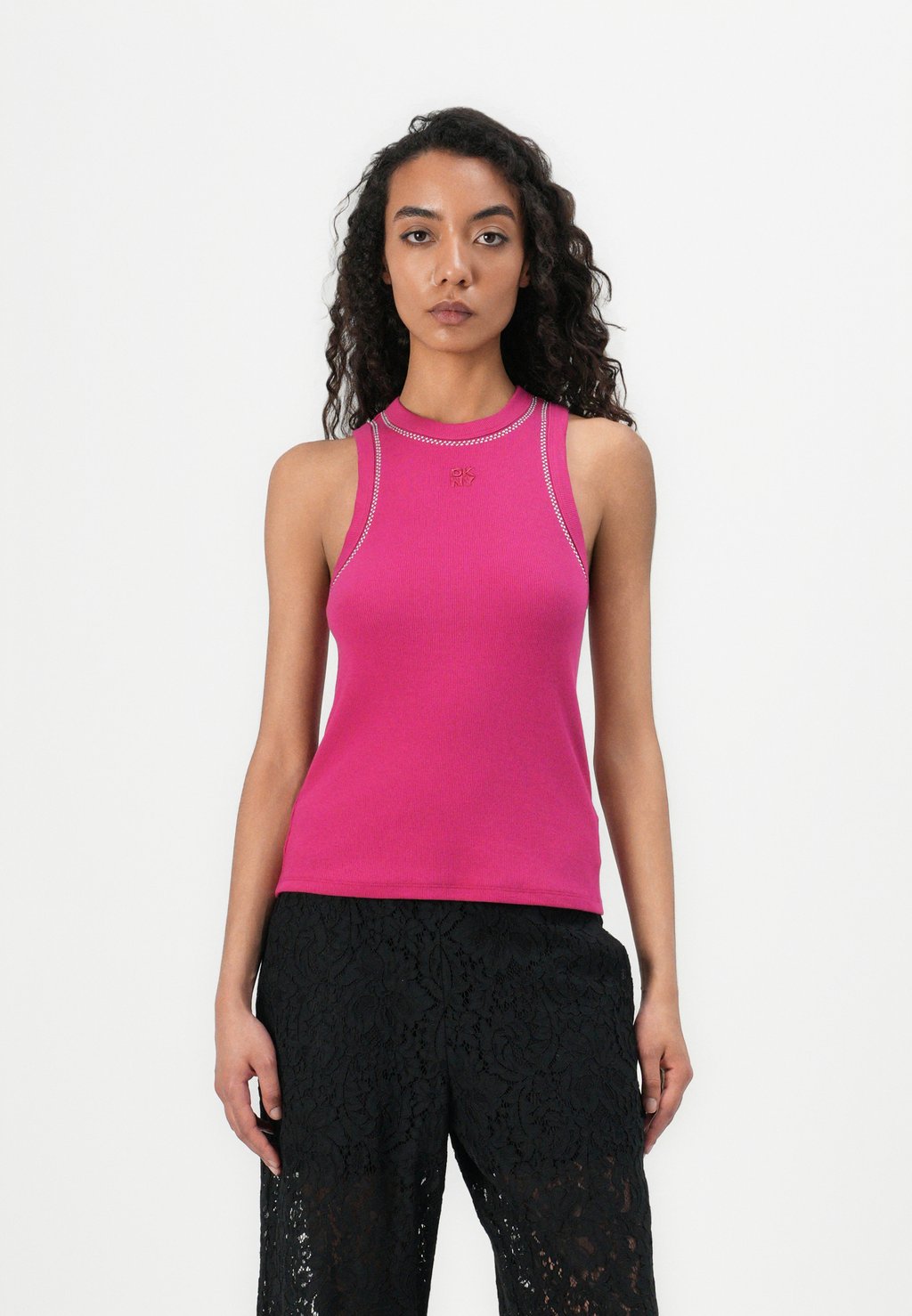 

Топ RHINESTONE AT NECK ARMHOLE TANK DKNY, розовый